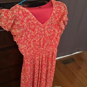 MSK Pink Floral V-Neck Dress